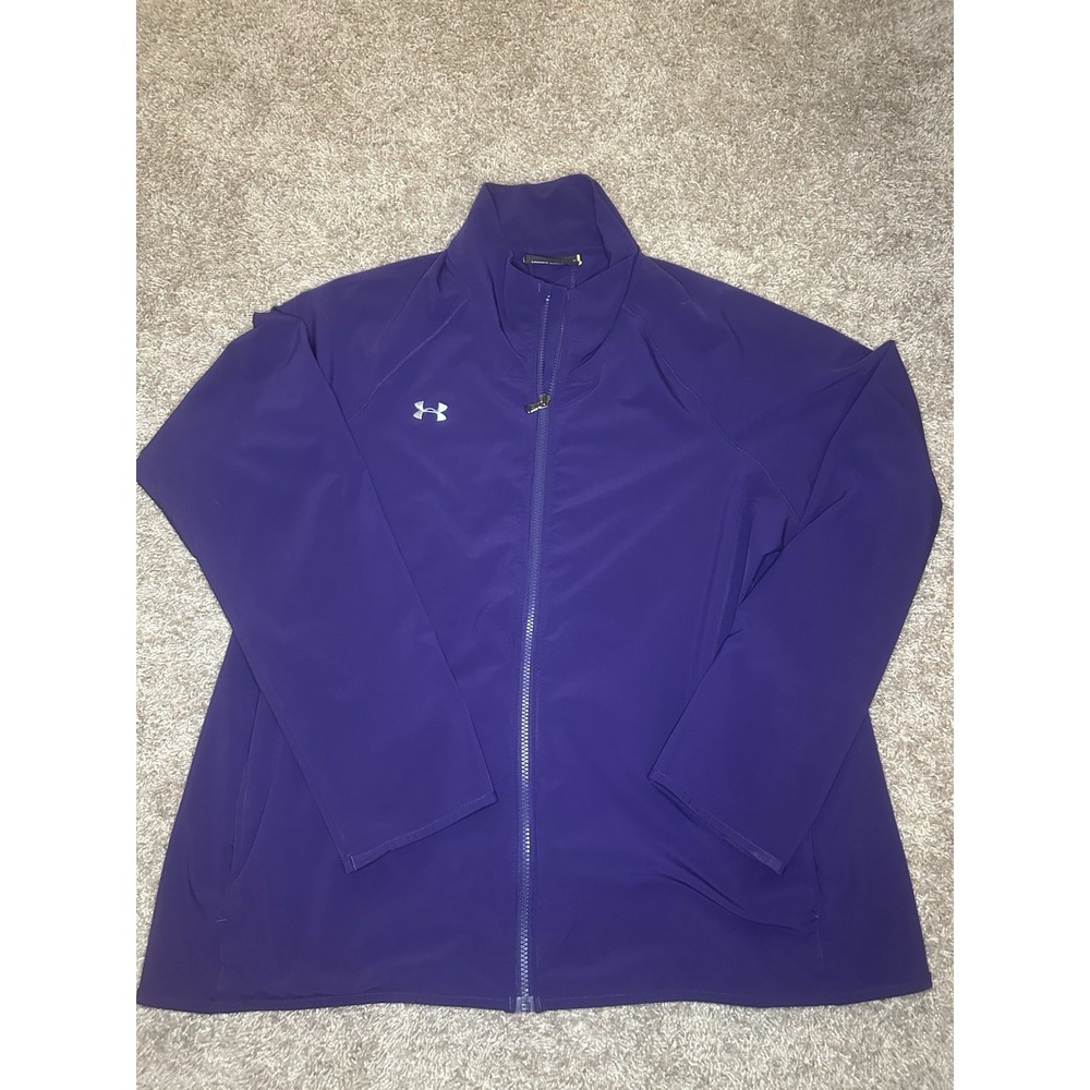 Under Armour Men's 2XL Purple/Gray Full Zip Knit Track Jacket Polyester